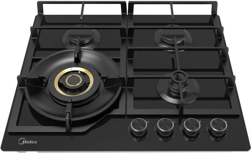 Газовая варочная панель Midea MG697VGB, закалённое стекло, чёрный