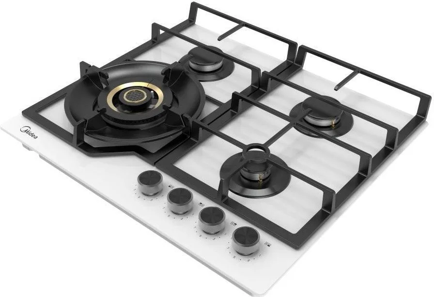 Газовая варочная панель Midea MG697VGW, закалённое стекло, белый