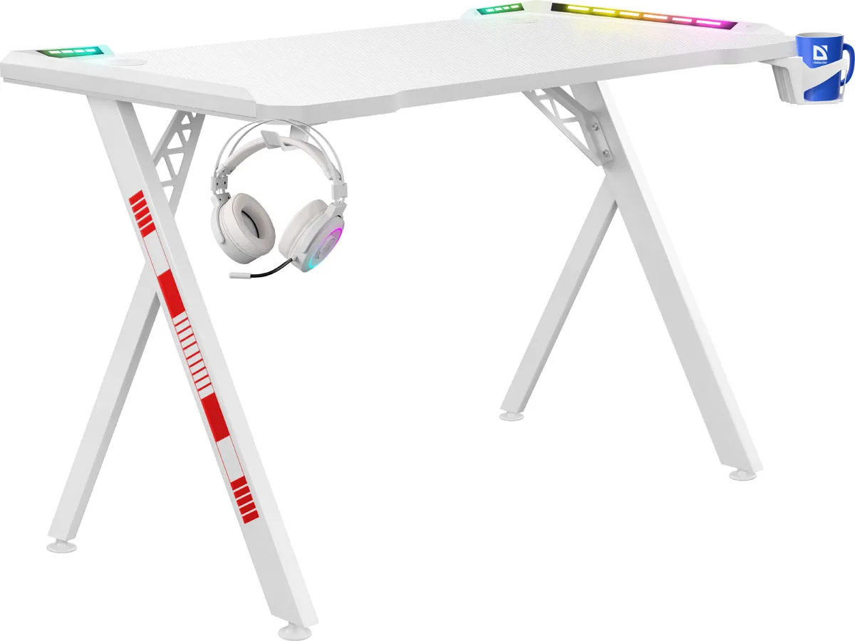 Кресло Defender FOTON RGb, игровой стол, белый