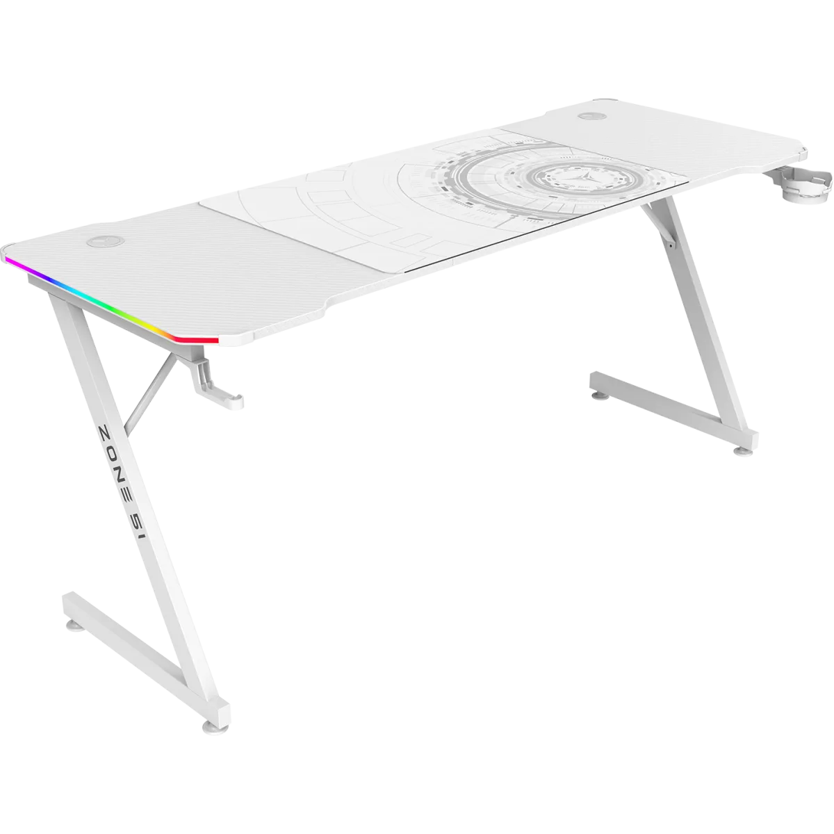 Кресло Zone 51 TRINE 160 RGB, игровой стол, белый