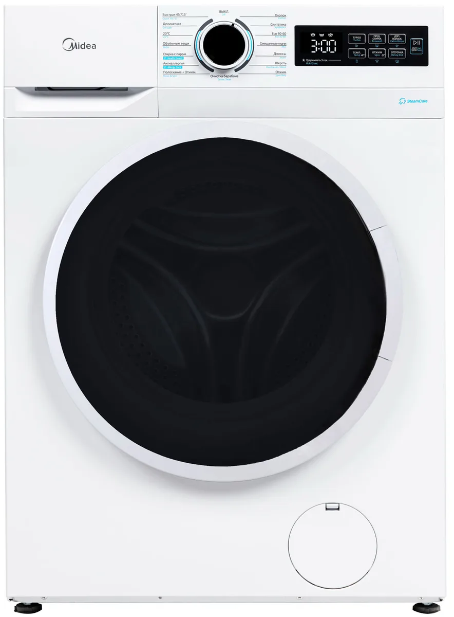 Стиральная машина Midea MF01610US40/W, фронтальная загрузка, белый