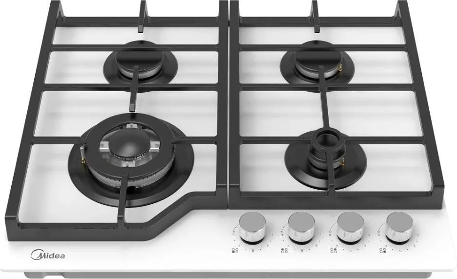 Газовая варочная панель Midea MG693TGW, закалённое стекло, белый — фото 2