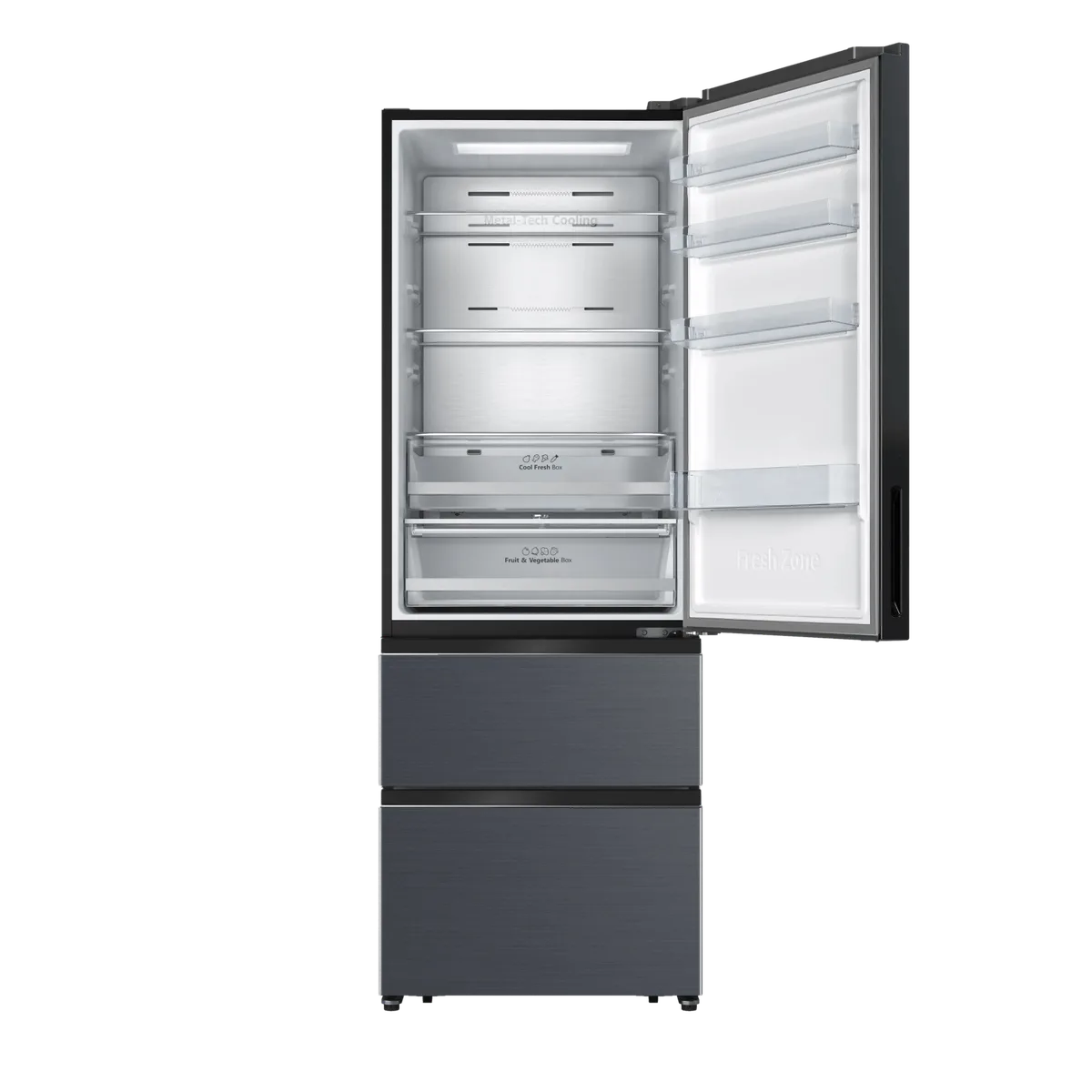 Холодильник Hisense RT641N4AQ1, трёхкамерный, чёрный — фото 4