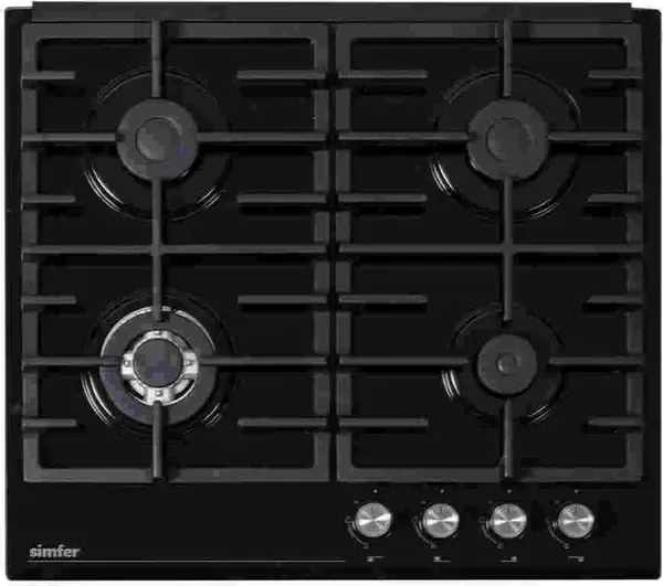 Газовая варочная панель Simfer H60H41S570, закалённое стекло, чёрный — фото 3