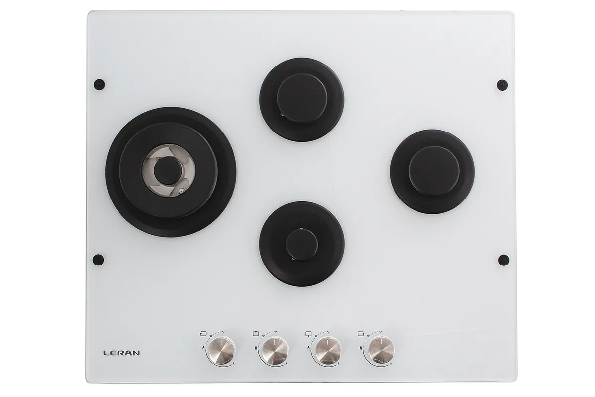 Газовая варочная панель Leran GH 645 52 WG, закалённое стекло, белый