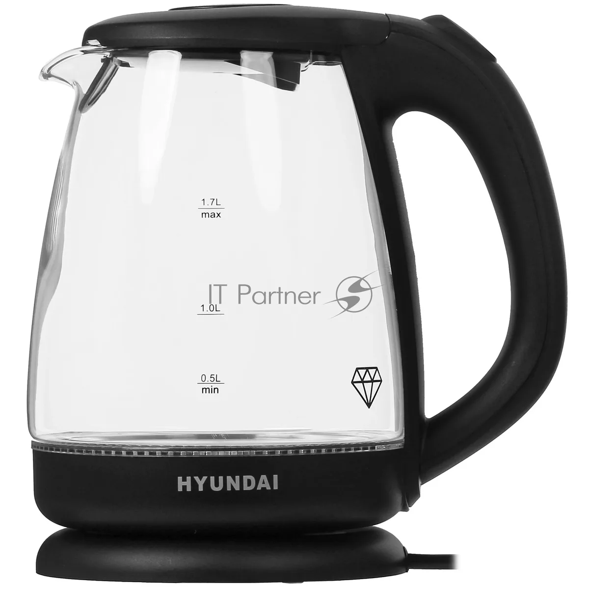 Чайник Hyundai HYK-G1001, электрический, чёрный