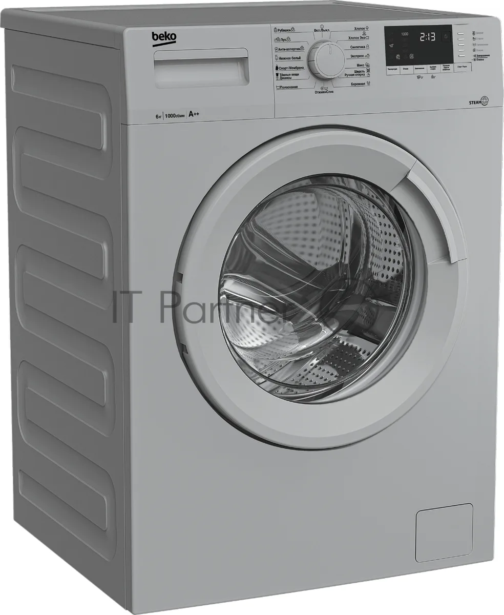 Стиральная машина Beko WSRE6512ZSS, фронтальная загрузка, серебристый — фото 2