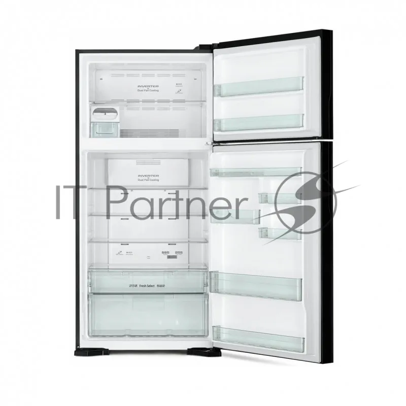 Холодильник Hitachi R-V660PUC7-1 BBK, двухкамерный, чёрный — фото 2