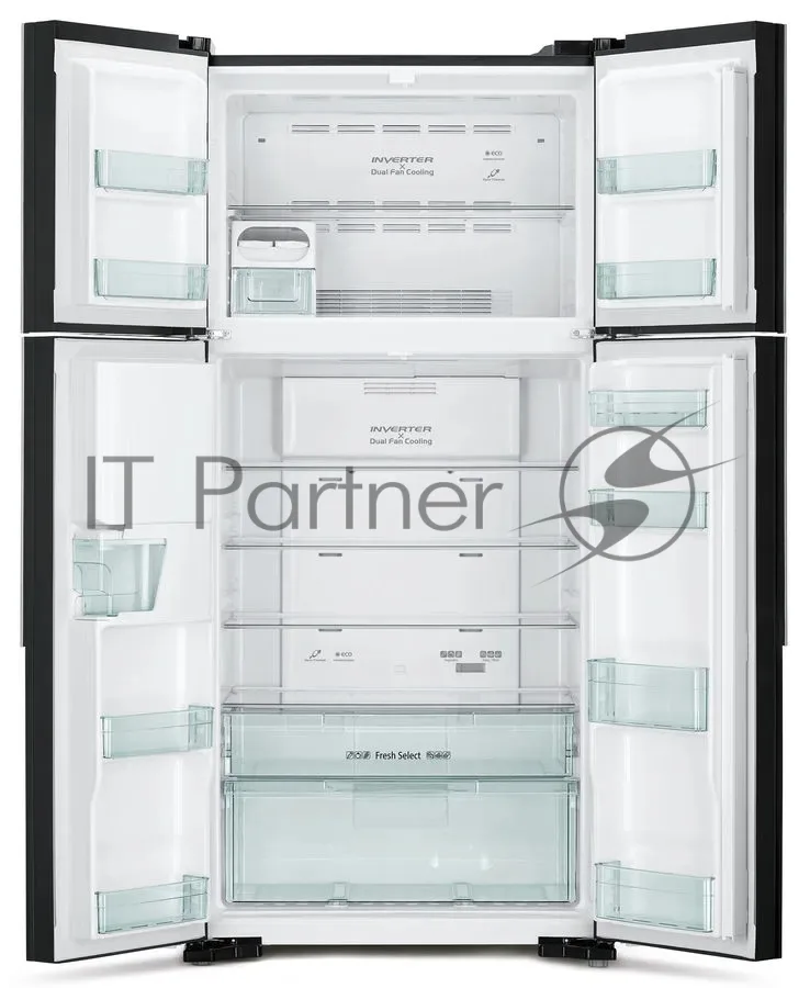 Холодильник Hitachi R-W660PUC7 GBK, двухкамерный, чёрный — фото 2