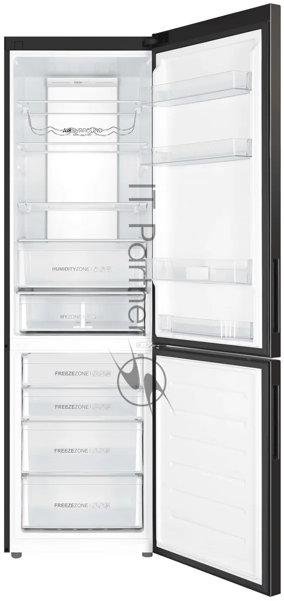 Холодильник Haier C4F740CBXGU1, двухкамерный, чёрный — фото 4