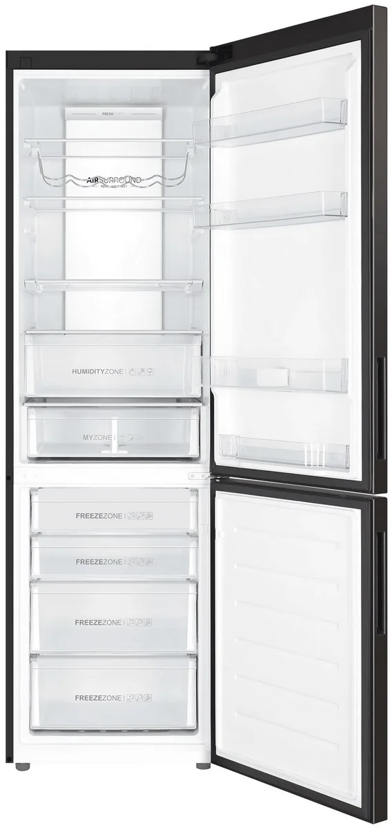 Холодильник Haier C4F740CBXGU1, двухкамерный, чёрный — фото 2
