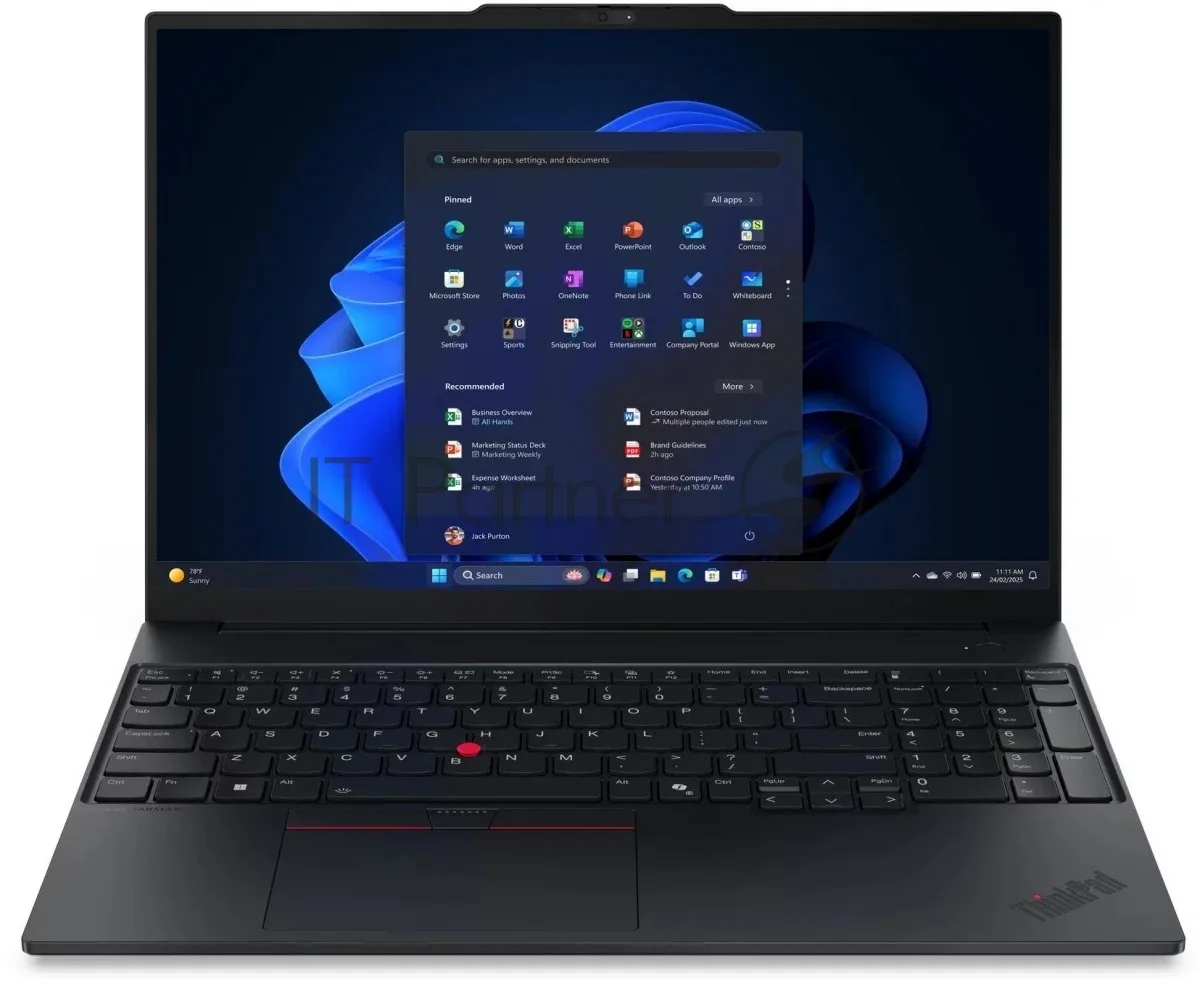 Ноутбук Lenovo ThinkPad E16 GEN 3, 16", Intel Core Ultra 5 225H, 16 ГБ, 512 ГБ SSD, чёрный