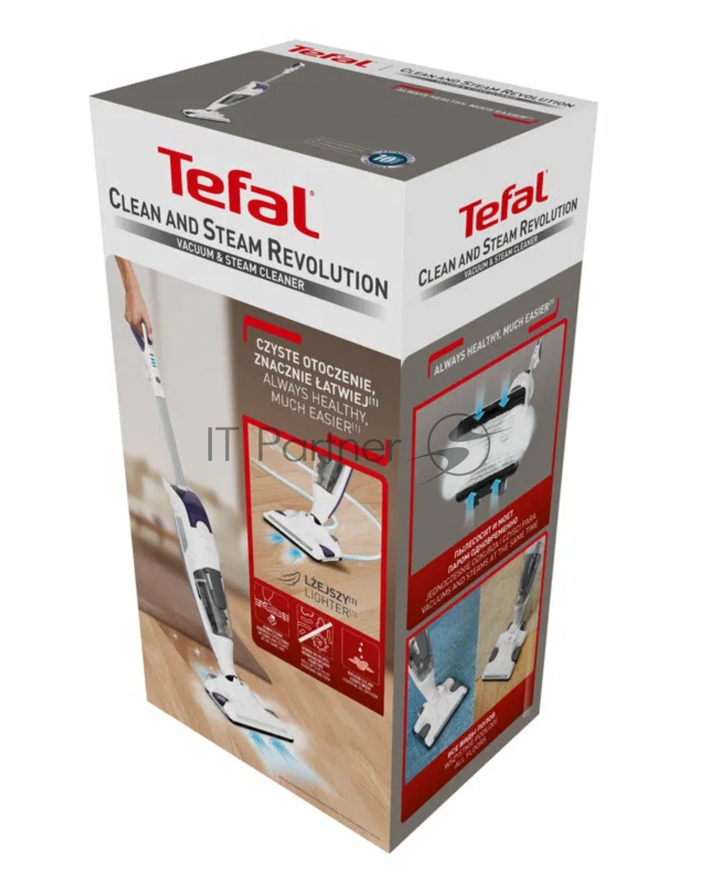 TEFAL Tefal Пылесос вертикальный Tefal Clean&Steam VP7751WH белый, питание от сети