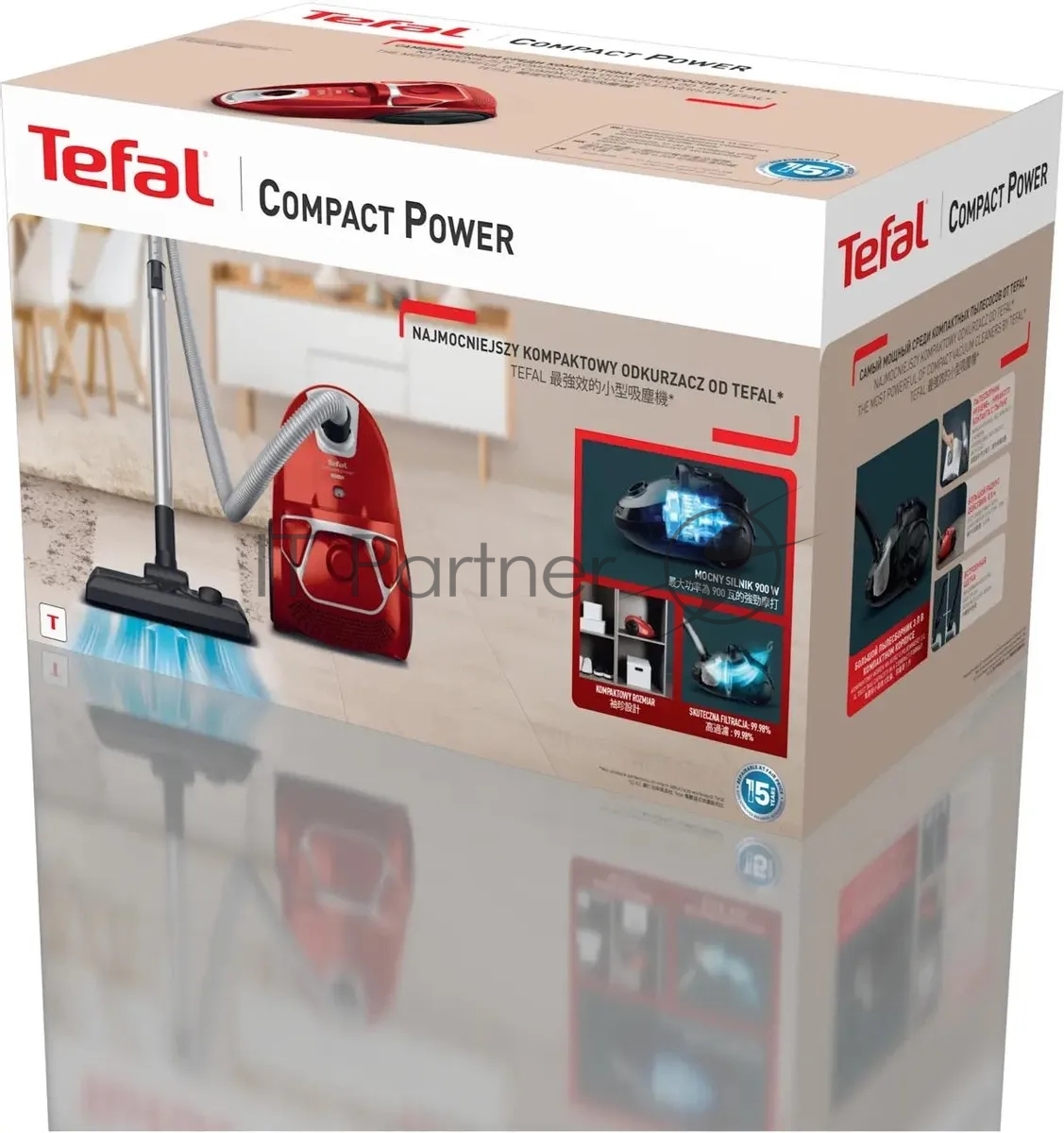 TEFAL Tefal Пылесос Tefal TW3953EA красный/серебристый, 750 Вт